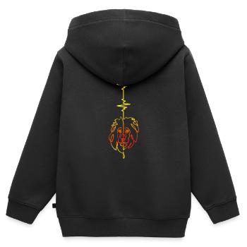Heartbeat vertical lion - Sweat Premium à capuche zippé enfant bio - noir - Dos - AI Model Kid Male (0cm)