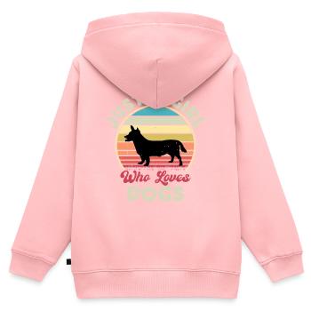 Lancashire Heeler Dog Love Silhouette Retro Sunset - Kinder Premium Organic Zip Hoodie - Rosa - Hinten - AI Model Kid Female (0cm)