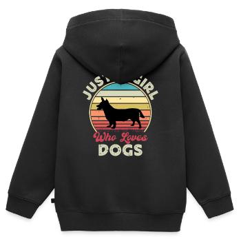 Lancashire Heeler Dog Love Silhouette Retro Sunset - Sweat Premium à capuche zippé enfant bio - noir - Dos - AI Model Kid Male (0cm)