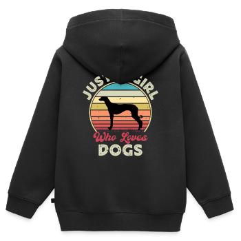 Old Croatian Sighthound Dog Silhouette Retro Sun - Kids Premium Organic Zip-up Hoodie - black - Back - AI Model Kid Male (0cm)