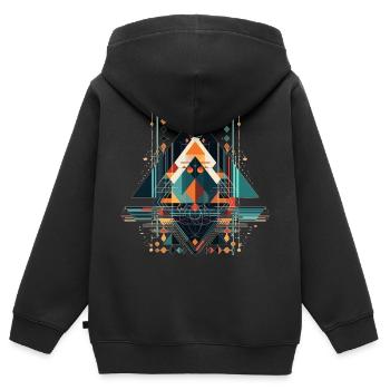 Cooles geometrisches ethno Motiv - Kinder Premium Organic Zip Hoodie - Schwarz - Hinten - AI Model Kid Male (0cm)