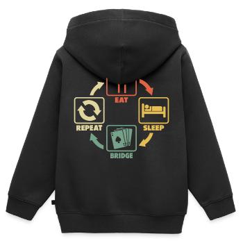 Joueur de bridge Joueur de bridge Paroles drôles Humour - Sweat Premium à capuche zippé enfant bio - noir - Dos - AI Model Kid Male (0cm)