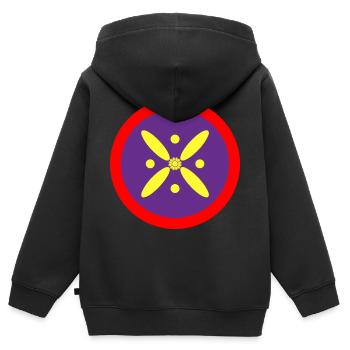 Derafsh Kaviani, Fleur de lotus, Iran, Perse, Drapeau - Sweat Premium à capuche zippé enfant bio - noir - Dos - AI Model Kid Male (0cm)