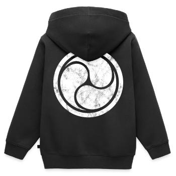Triple Yin Yang, Tao, Zen Buddhismus, Tibet, Japan - Kinder Premium Organic Zip Hoodie - Schwarz - Hinten - AI Model Kid Male (0cm)