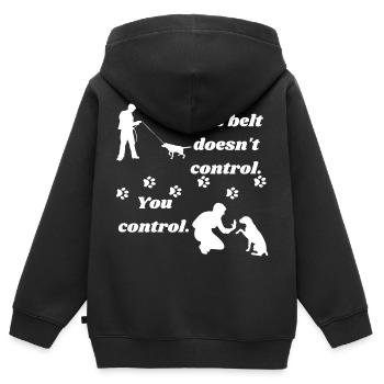 Gassi gehen mit dem Hund - Kinder Premium Organic Zip Hoodie - Schwarz - Hinten - AI Model Kid Male (0cm)