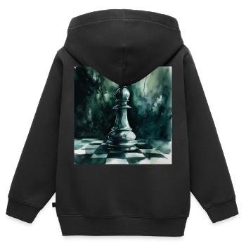 Turquoise Chess Bishop - Sweat Premium à capuche zippé enfant bio - noir - Dos - AI Model Kid Male (0cm)