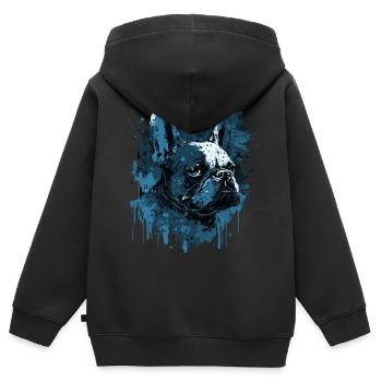 Bouledogue français - Sweat Premium à capuche zippé enfant bio - noir - Dos - AI Model Kid Male (0cm)