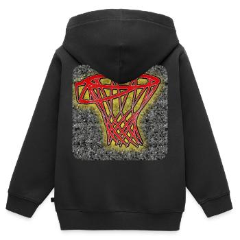 Cerceau de basket - Club WoW - Sweat Premium à capuche zippé enfant bio - noir - Dos - AI Model Kid Male (0cm)
