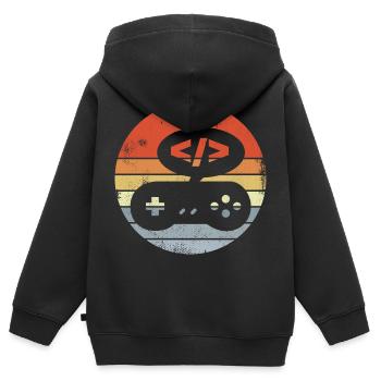 Concepteur de jeu - Sweat Premium à capuche zippé enfant bio - noir - Dos - AI Model Kid Male (0cm)
