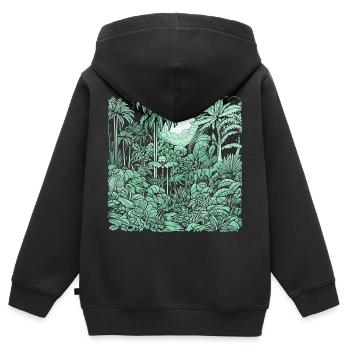 Jungle Motiv Hellgrün - Kinder Premium Organic Zip Hoodie - Schwarz - Hinten - AI Model Kid Male (0cm)