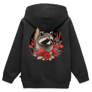 Waschbär Waldtiere - Kinder Premium Organic Zip Hoodie - Schwarz - Hinten - AI Model Kid Male (0cm)