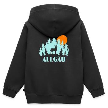 Allgäu - Kinder Premium Organic Zip Hoodie - Schwarz - Hinten - AI Model Kid Male (0cm)