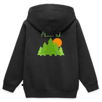 Allgäu - Kinder Premium Organic Zip Hoodie - Schwarz - Hinten - AI Model Kid Male (0cm)