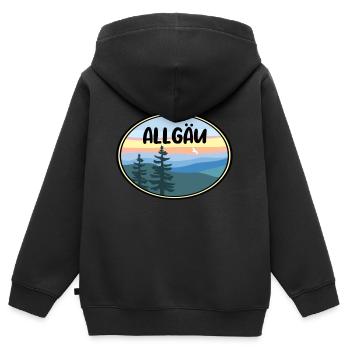 Allgäu - Kinder Premium Organic Zip Hoodie - Schwarz - Hinten - AI Model Kid Male (0cm)