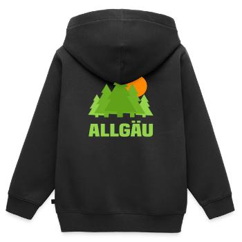Allgäu - Kinder Premium Organic Zip Hoodie - Schwarz - Hinten - AI Model Kid Male (0cm)