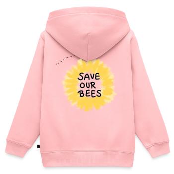 Rettet die Bienen Blume - Kinder Premium Organic Zip Hoodie - Rosa - Hinten - AI Model Kid Female (0cm)