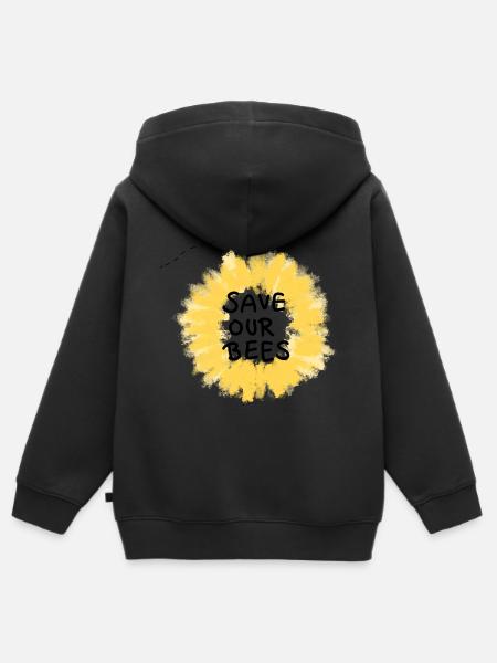 Save the bee flower - Kids Premium Organic Zip-up Hoodie - black
