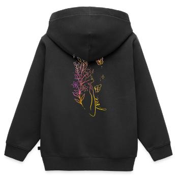 befreite Frau Strichzeichnung Farbe - Kinder Premium Organic Zip Hoodie - Schwarz - Hinten - AI Model Kid Male (0cm)