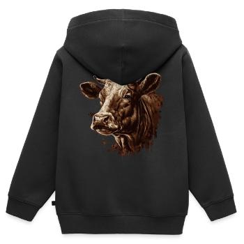 Eine Kuh - Kinder Premium Organic Zip Hoodie - Schwarz - Hinten - AI Model Kid Male (0cm)
