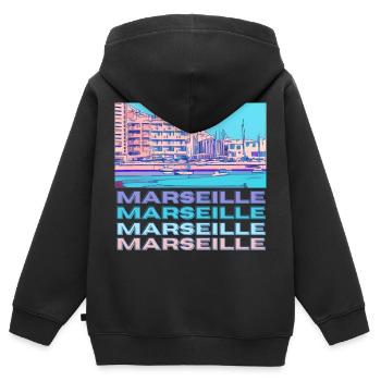Marseille - Kinder Premium Organic Zip Hoodie - Schwarz - Hinten - AI Model Kid Male (0cm)