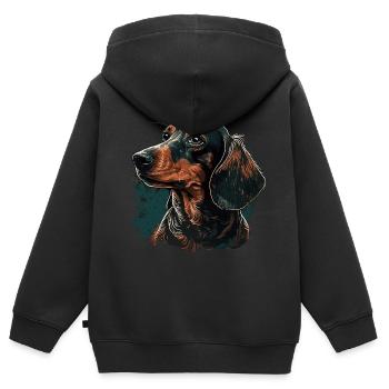 Dackel - Kinder Premium Organic Zip Hoodie - Schwarz - Hinten - AI Model Kid Male (0cm)