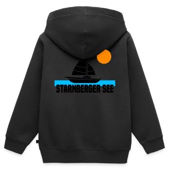 Starnberger See - Kinder Premium Organic Zip Hoodie - Schwarz - Hinten - AI Model Kid Male (0cm)