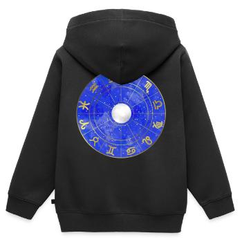 Étoile - Zodiaque - Lune - Ciel étoilé - Sweat Premium à capuche zippé enfant bio - noir - Dos - AI Model Kid Male (0cm)