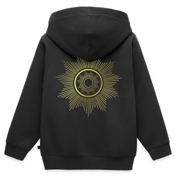 Strahlen - Grafik - grafisches Design - Geometrie - Kinder Premium Organic Zip Hoodie - Schwarz - Hinten - AI Model Kid Male (0cm)