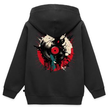 Vinyl Love - Kids Premium Organic Zip-up Hoodie - black - Back - AI Model Kid Male (0cm)