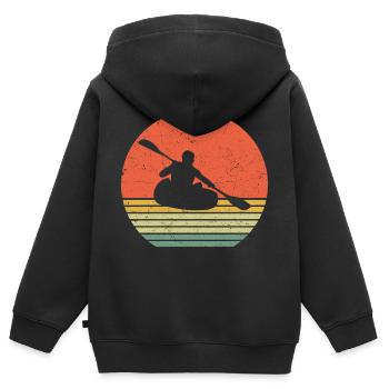 Kajakfahren Paddelboot Retro Kajak Kanu - Kinder Premium Organic Zip Hoodie - Schwarz - Hinten - AI Model Kid Male (0cm)