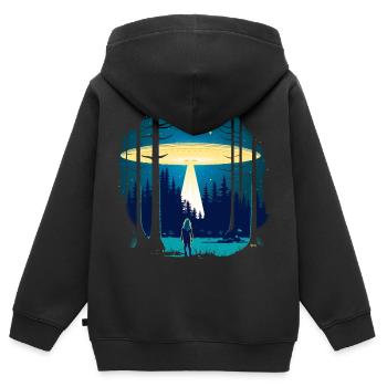 Flying saucer - Kids Premium Organic Zip-up Hoodie - black - Back - AI Model Kid Male (0cm)