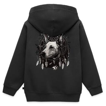 Bull Terrier and Dreamcatcher - Kids Premium Organic Zip-up Hoodie - black - Back - AI Model Kid Male (0cm)