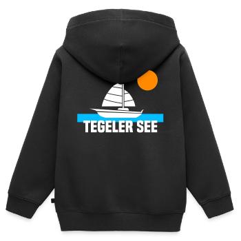 Tegeler See - Kinder Premium Organic Zip Hoodie - Schwarz - Hinten - AI Model Kid Male (0cm)