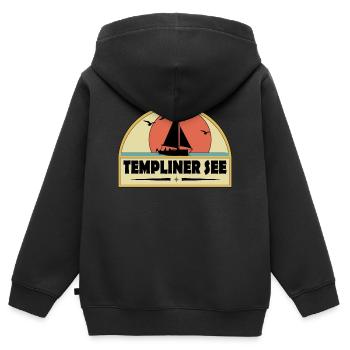 Templiner See - Kinder Premium Organic Zip Hoodie - Schwarz - Hinten - AI Model Kid Male (0cm)