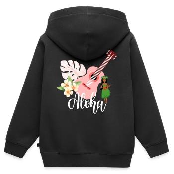 Aloha - Sweat Premium à capuche zippé enfant bio - noir - Dos - AI Model Kid Male (0cm)