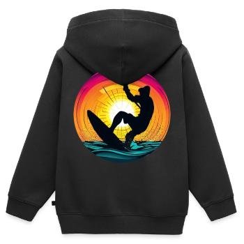 Kitesurfer Sunset Kiting - Sweat Premium à capuche zippé enfant bio - noir - Dos - AI Model Kid Male (0cm)