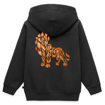 Lion de feu - Sweat Premium à capuche zippé enfant bio - noir - Dos - AI Model Kid Male (0cm)