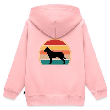 Berger Picard Hundeliebhaber Silhouette Vintage Sonnenuntergang - Kinder Premium Organic Zip Hoodie - Rosa - Hinten - AI Model Kid Female (0cm)