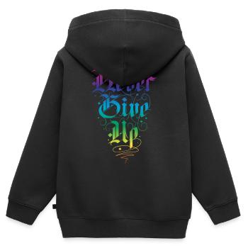 Never give up - Kids Premium Organic Zip-up Hoodie - black - Back - AI Model Kid Male (0cm)