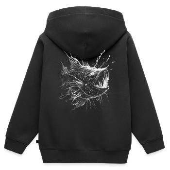 Frogfish, deep-sea fish in white on black - Kids Premium Organic Zip-up Hoodie - black - Back - AI Model Kid Male (0cm)