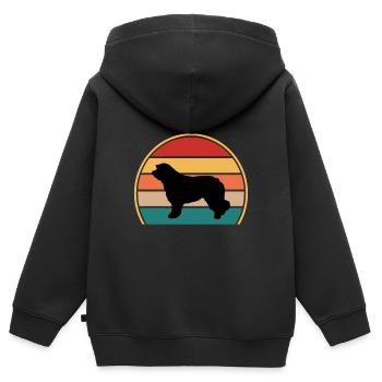 Catalan Sheepdog Dog Lover Silhouette Retro Sunset - Kids Premium Organic Zip-up Hoodie - black - Back - AI Model Kid Male (0cm)
