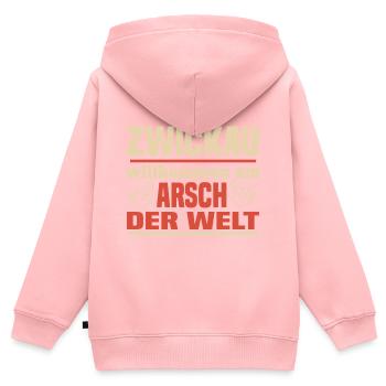 Zwickau - Kinder Premium Organic Zip Hoodie - Rosa - Hinten - AI Model Kid Female (0cm)