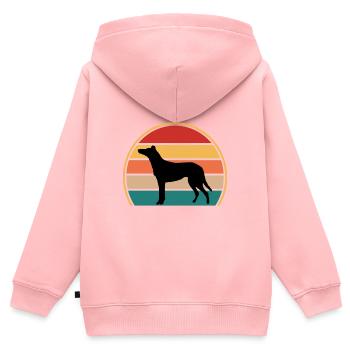 Collie Glatt Hund Liebhaber Silhouette Vintage Sonnenuntergang - Kinder Premium Organic Zip Hoodie - Rosa - Hinten - AI Model Kid Female (0cm)