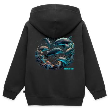 RÉCIF DE NINGALOO - Sweat Premium à capuche zippé enfant bio - noir - Dos - AI Model Kid Male (0cm)
