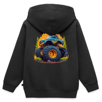 Monstertruck - Kinder Premium Organic Zip Hoodie - Schwarz - Hinten - AI Model Kid Male (0cm)