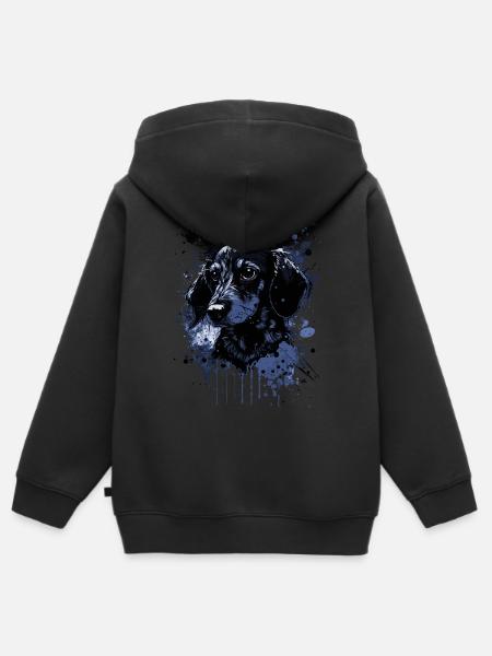 Dackelwelpe - Kinder Premium Organic Zip Hoodie - Schwarz