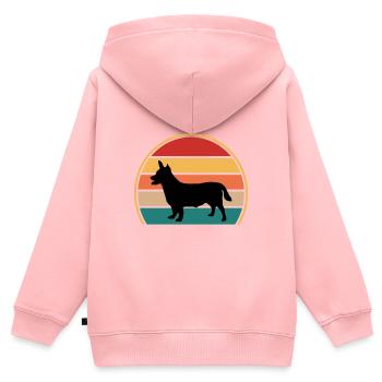 Lancashire Heeler Hund Liebe Silhouette Retro Sonnenuntergang - Kinder Premium Organic Zip Hoodie - Rosa - Hinten - AI Model Kid Female (0cm)