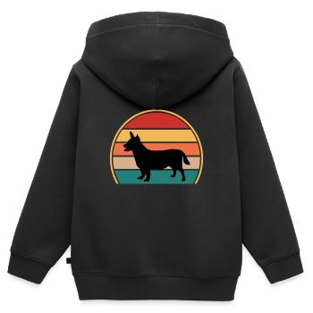 Lancashire Heeler Dog Love Silhouette Retro Sunset - Sweat Premium à capuche zippé enfant bio - noir - Dos - AI Model Kid Male (0cm)