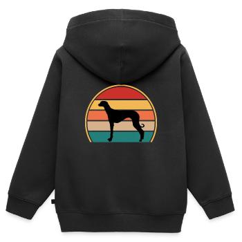 Old Croatian Sighthound Dog Silhouette Retro Sun - Kids Premium Organic Zip-up Hoodie - black - Back - AI Model Kid Male (0cm)