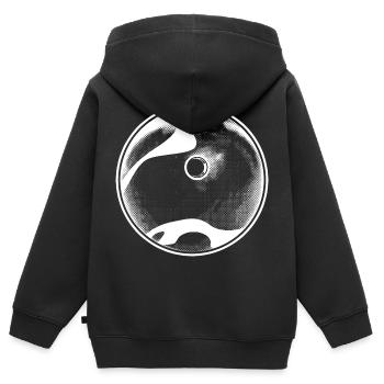 Boule de bowling - Sweat Premium à capuche zippé enfant bio - noir - Dos - AI Model Kid Male (0cm)